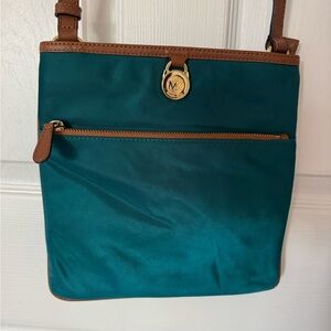 Michael Kors Teal and Tan Crossbody Bag